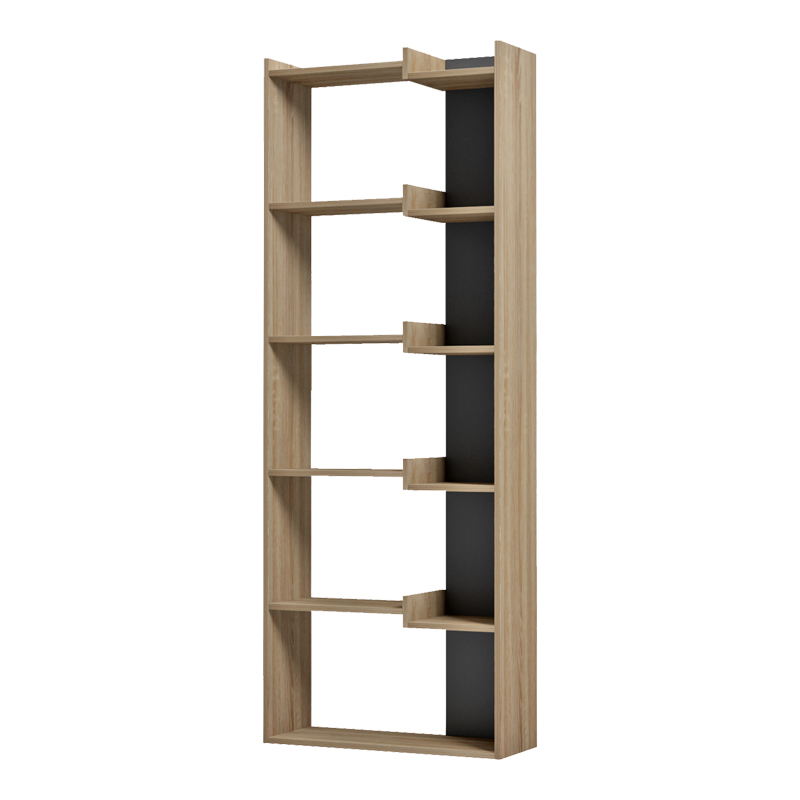 Βιβλιοθήκη Corpus pakoworld sonoma - ανθρακί 61x22x162εκ