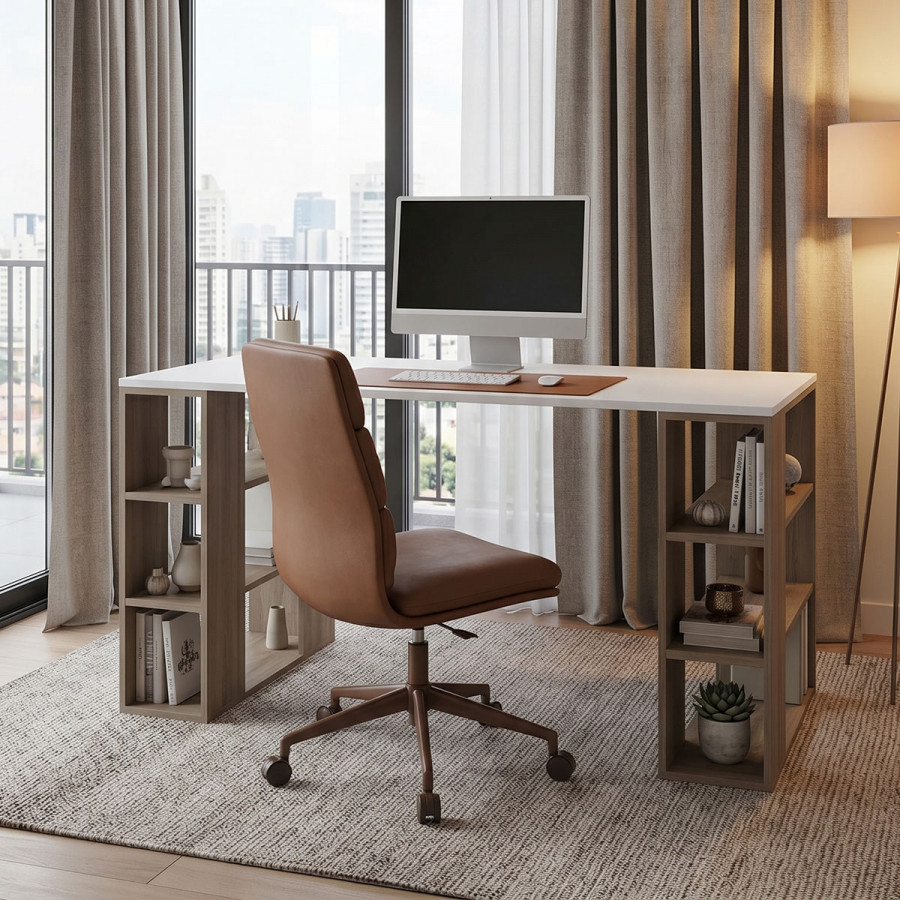 Office desk Praga pakoworld sonoma-white 140x60x75cm