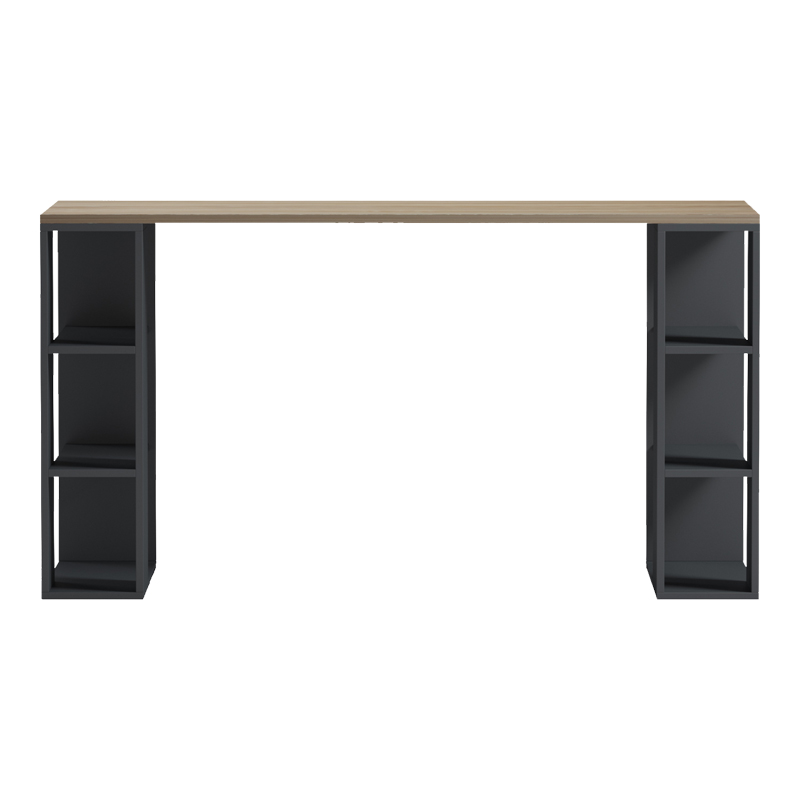 Γραφείο με ραφιέρα Colmar pakoworld ανθρακί- sonoma 140x60x75εκ