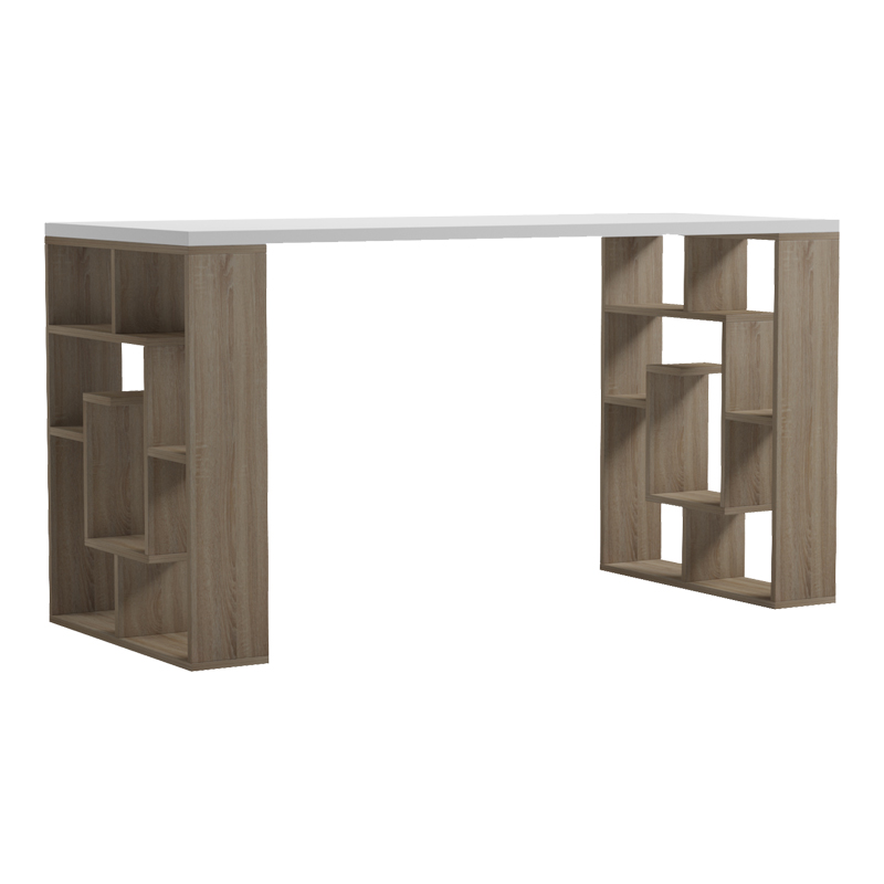 Office desk with shelf Lovet pakoworld sonoma-white 140x60x75cm