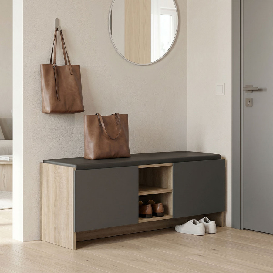 Entrance furniture stool-shoe rack Zulla pakoworld 10 pairs sonoma-anthracite 110x37x43cm