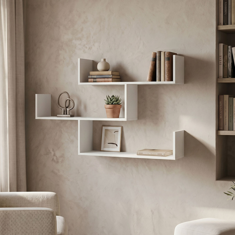 Wall shelf unit Tibet pakoworld white 120x22x67cm