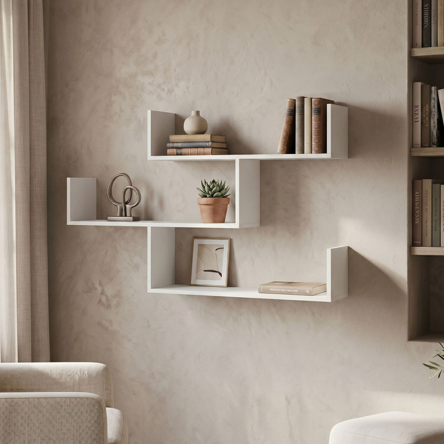 Wall shelf unit Tibet pakoworld white 120x22x67cm