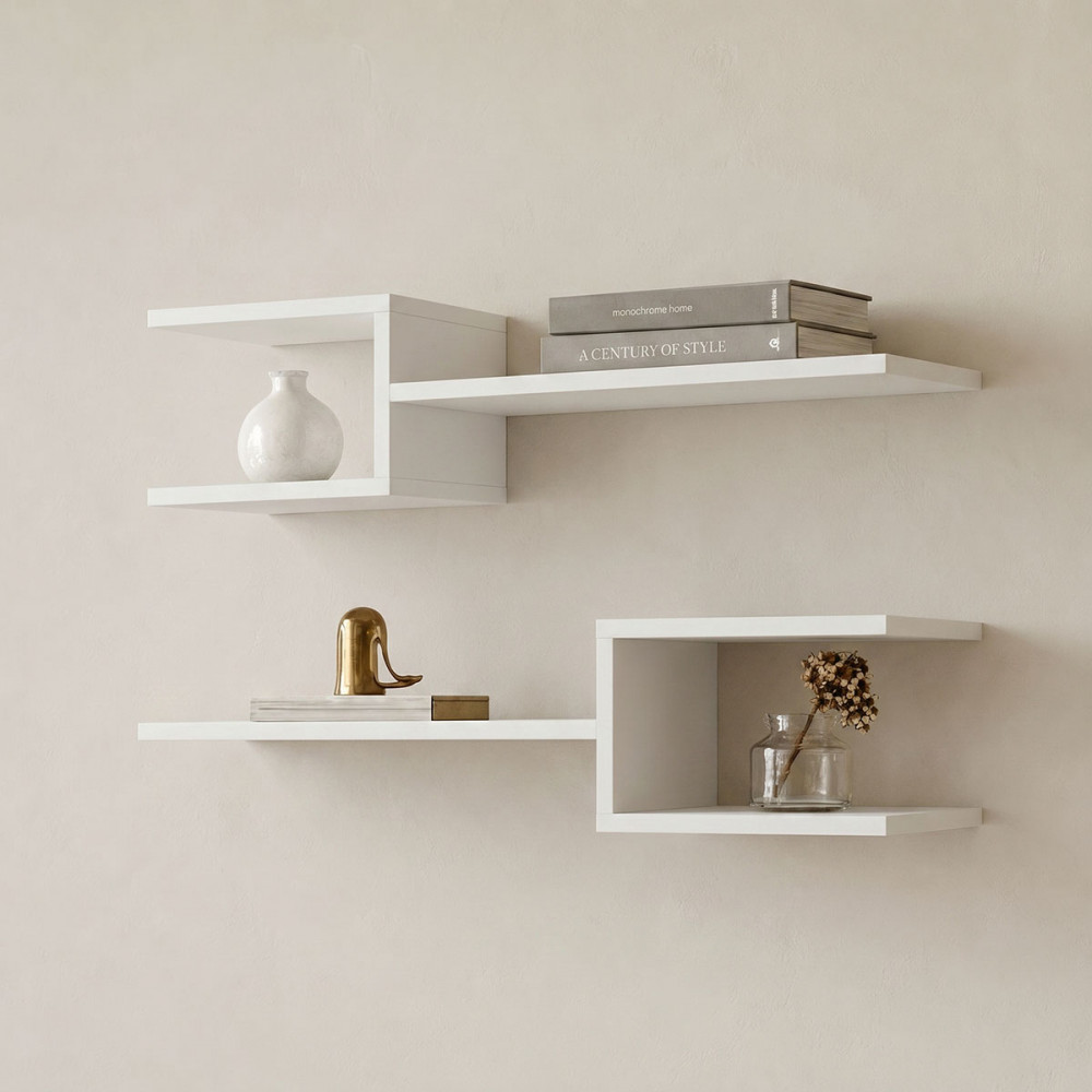 Sumpa wall shelf pakoworld 2pcs white 65x20x18cm
