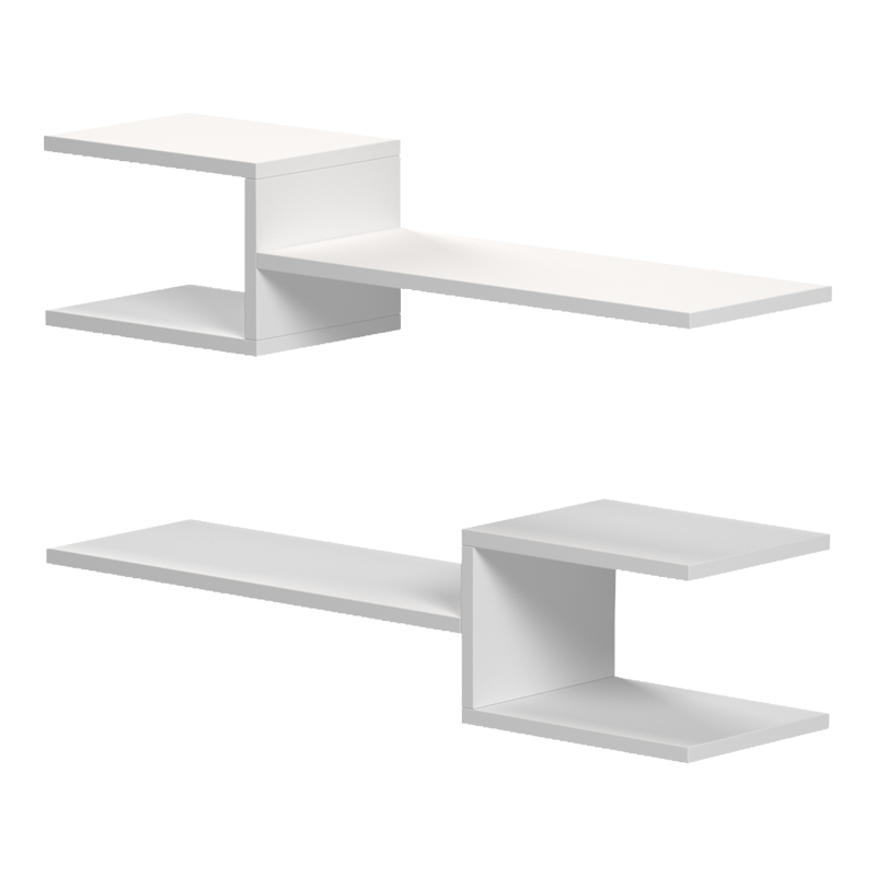 Sumpa wall shelf pakoworld 2pcs white 65x20x18cm