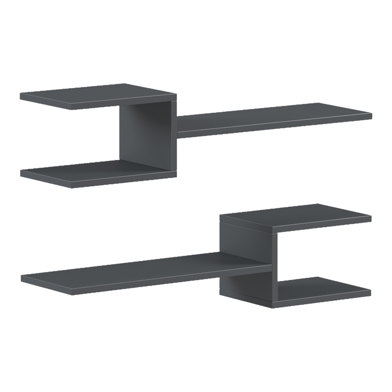 Sumpa wall shelf pakoworld 2pcs anthracite 65x20x18cm