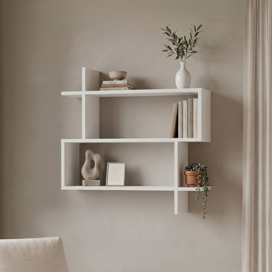 Parallel wall-shelf pakoworld white 70x22x65.5cm