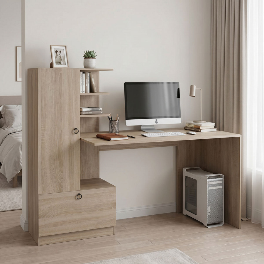 Desk with bookcase Felanbo pakoworld sonoma 160x60x125cm