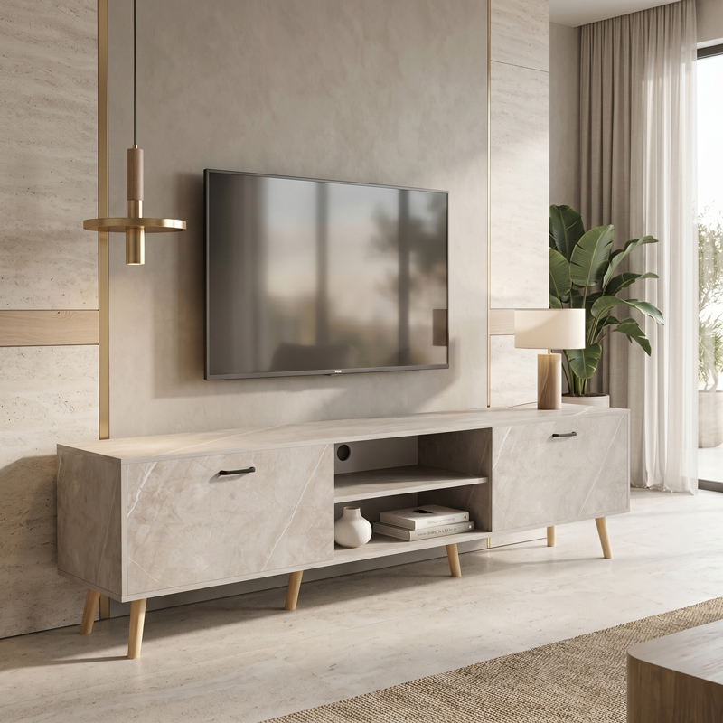TV stand Gorna pakoworld beige marble look 180x35x48.6cm