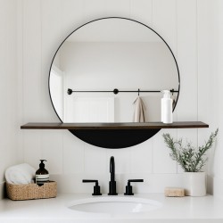 Mirror with shelf Salmin pakoworld metal in black shade 80x10x60cm Mirror with shelf Salmin pakoworld metal in black shade 80x10x60cm