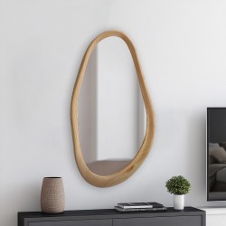 Oval mirror Baloa pakoworld mdf in natural shade 44x4x80cm Oval mirror Baloa pakoworld mdf in natural shade 44x4x80cm