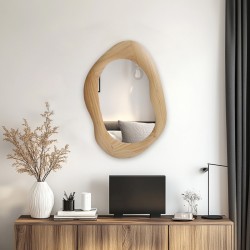Oval mirror Enola pakoworld mdf in natural shade 54x2.5x80cm Oval mirror Enola pakoworld mdf in natural shade 54x2.5x80cm