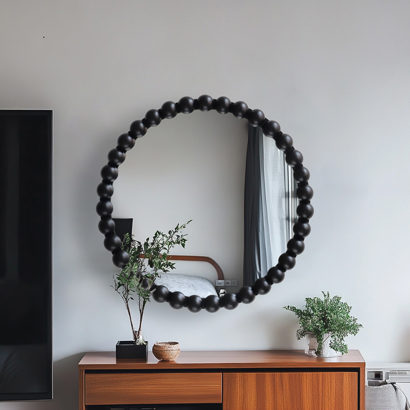 Specio pakoworld wood mirror in black shade Φ60x4.5cm