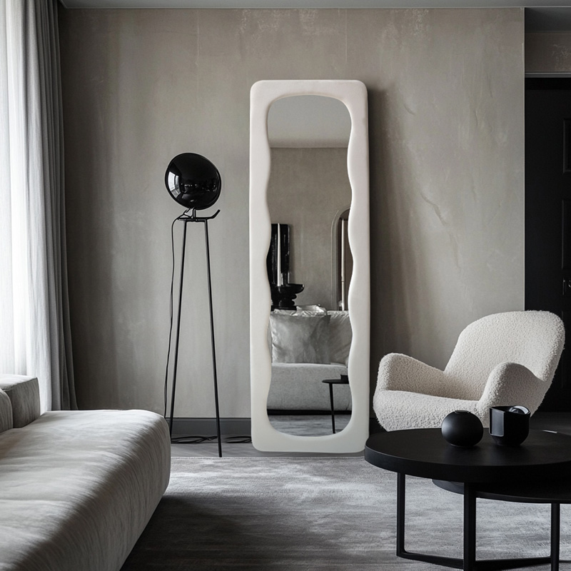 Lezour pakoworld velvet mirror in white shade 50x5x170cm
