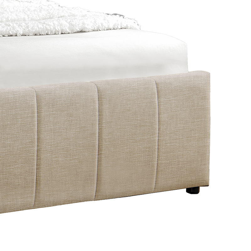 Double bed Tatiana pakoworld fabric beige with storage 160x200cm Double bed Tatiana pakoworld fabric beige with storage 160x200cm