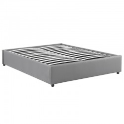 Double bed Circe pakoworld PU grey with storage 150x200cm Double bed Circe pakoworld PU grey with storage 150x200cm