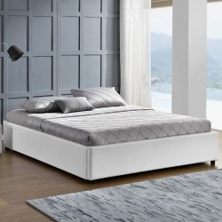 Double bed Circe pakoworld PU white with storage 150x200cm Double bed Circe pakoworld PU white with storage 150x200cm