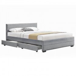 Double bed Antigone pakoworld fabric light grey with storage 160x200cm Double bed Antigone pakoworld fabric light grey with storage 160x200cm