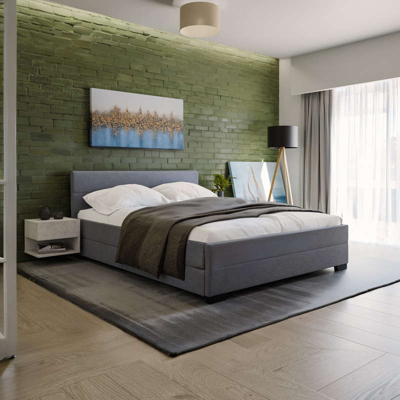 Double bed Antigone pakoworld fabric anthracite with storage 160x200cm Double bed Antigone pakoworld fabric anthracite with storage 160x200cm