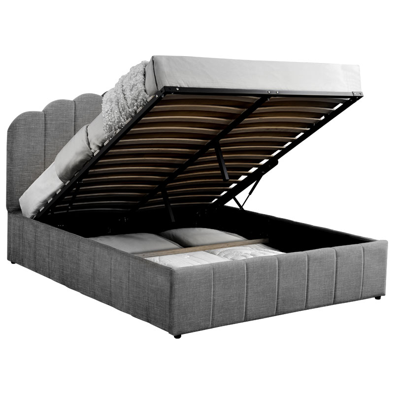 Double bed Tatiana pakoworld fabric anthracite with storage 160x200cm Double bed Tatiana pakoworld fabric anthracite with storage 160x200cm