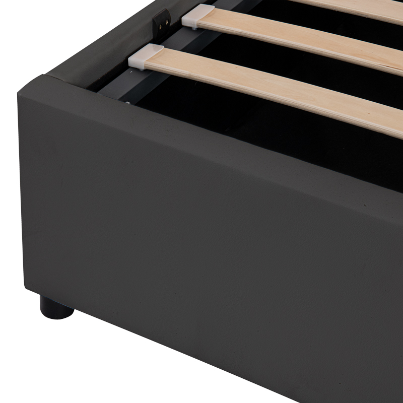 Double bed Circe pakoworld PU black with storage 150x200cm Double bed Circe pakoworld PU black with storage 150x200cm