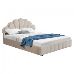 Double bed Wardie pakoworld velvet beige with storage 160x200cm Double bed Wardie pakoworld velvet beige with storage 160x200cm