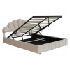 Κρεβάτι Wardie pakoworld βελούδο μπεζ με αποθηκευτικό χώρο 160x200εκ