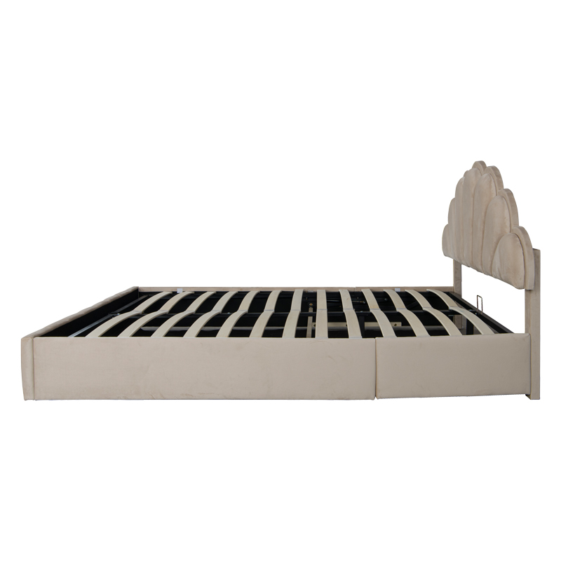 Double bed Wardie pakoworld velvet beige with storage 160x200cm Double bed Wardie pakoworld velvet beige with storage 160x200cm