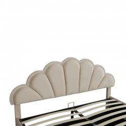 Double bed Wardie pakoworld velvet beige with storage 160x200cm Double bed Wardie pakoworld velvet beige with storage 160x200cm