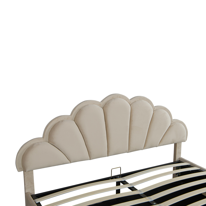 Double bed Wardie pakoworld velvet beige with storage 160x200cm Double bed Wardie pakoworld velvet beige with storage 160x200cm