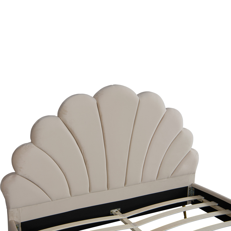 Double bed Felas pakoworld velvet beige 160x200cm Double bed Felas pakoworld velvet beige 160x200cm