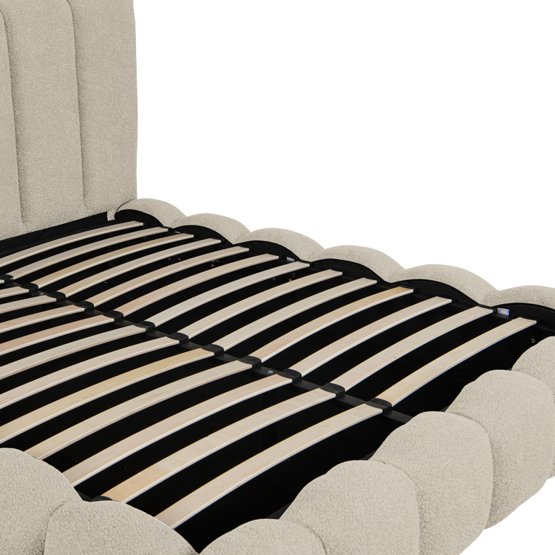 Κρεβάτι Nuvem pakoworld μπουκλέ υφασμα μπεζ με αποθηκευτικό χώρο 160x200εκ