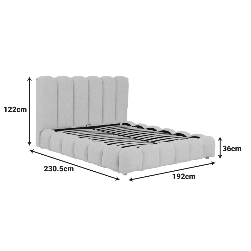 Κρεβάτι Nuvem pakoworld μπουκλέ υφασμα μπεζ με αποθηκευτικό χώρο 160x200εκ