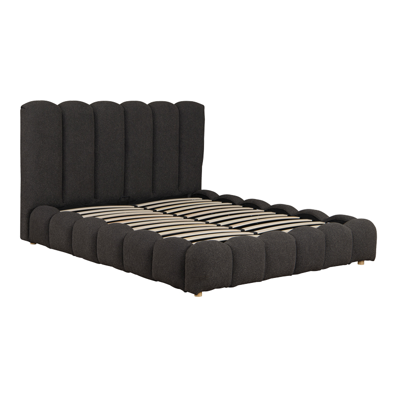 Κρεβάτι Nuvem pakoworld μπουκλέ υφασμα ανθρακί με αποθηκευτικό χώρο 160x200εκ