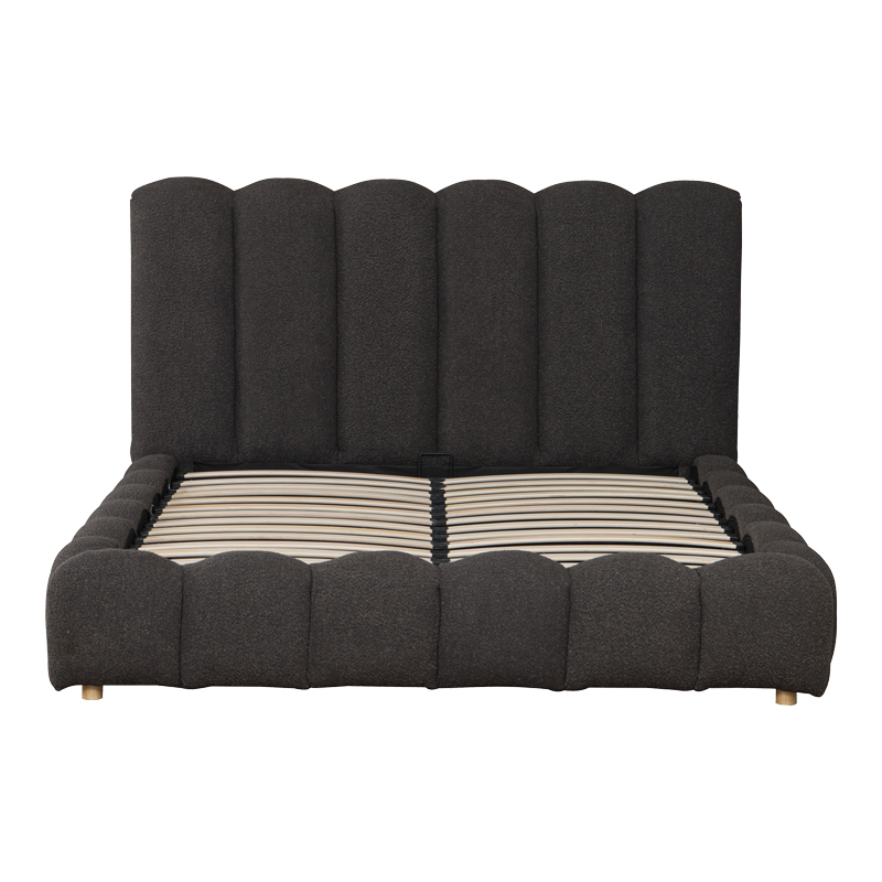 Κρεβάτι Nuvem pakoworld μπουκλέ υφασμα ανθρακί με αποθηκευτικό χώρο 160x200εκ