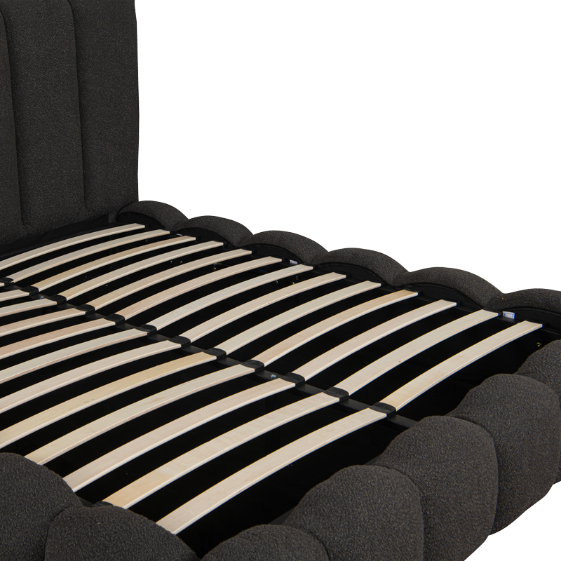 Κρεβάτι Nuvem pakoworld μπουκλέ υφασμα ανθρακί με αποθηκευτικό χώρο 160x200εκ