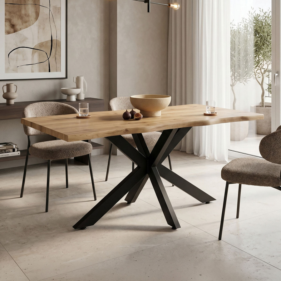 Table Gilman pakoworld MDF in sonoma--black color 150x90x75cm