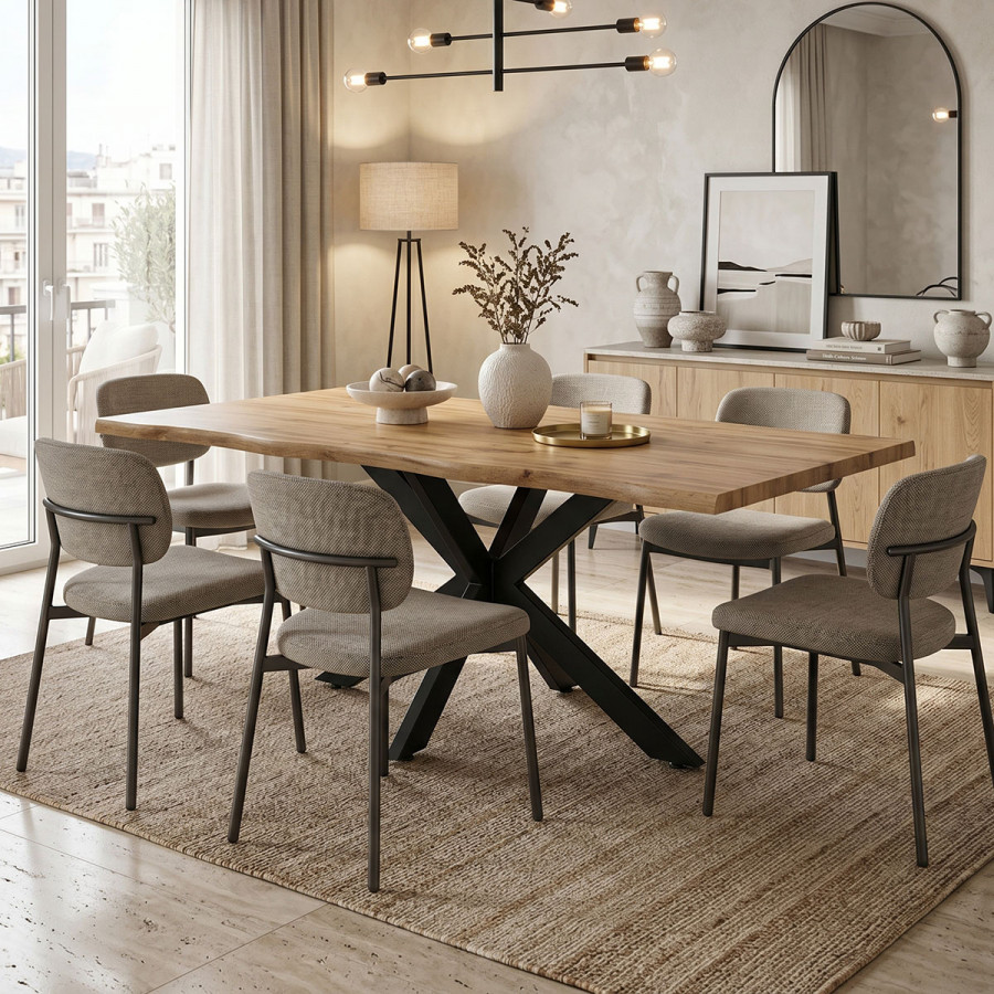 Table Gilman pakoworld MDF in sonoma-black color 180x90x75cm.
