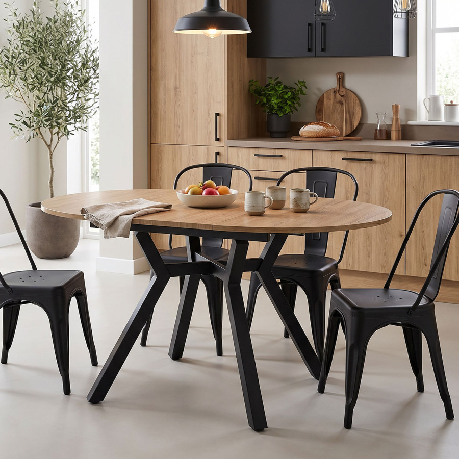 Tραπέζι Frances pakoworld επεκτεινόμενο MDF sonoma-μαύρο 100-140x100x75εκ
