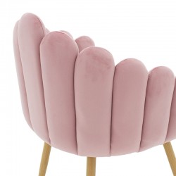 Πολυθρόνα Briella pakoworld βελούδο ροζ φυσικό μεταλλικό πόδι