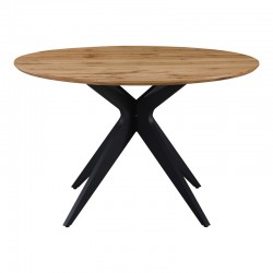 Toda pakoworld mdf table in sonoma shade with black metal legs Φ120x75cm Toda pakoworld mdf table in sonoma shade with black metal legs Φ120x75cm