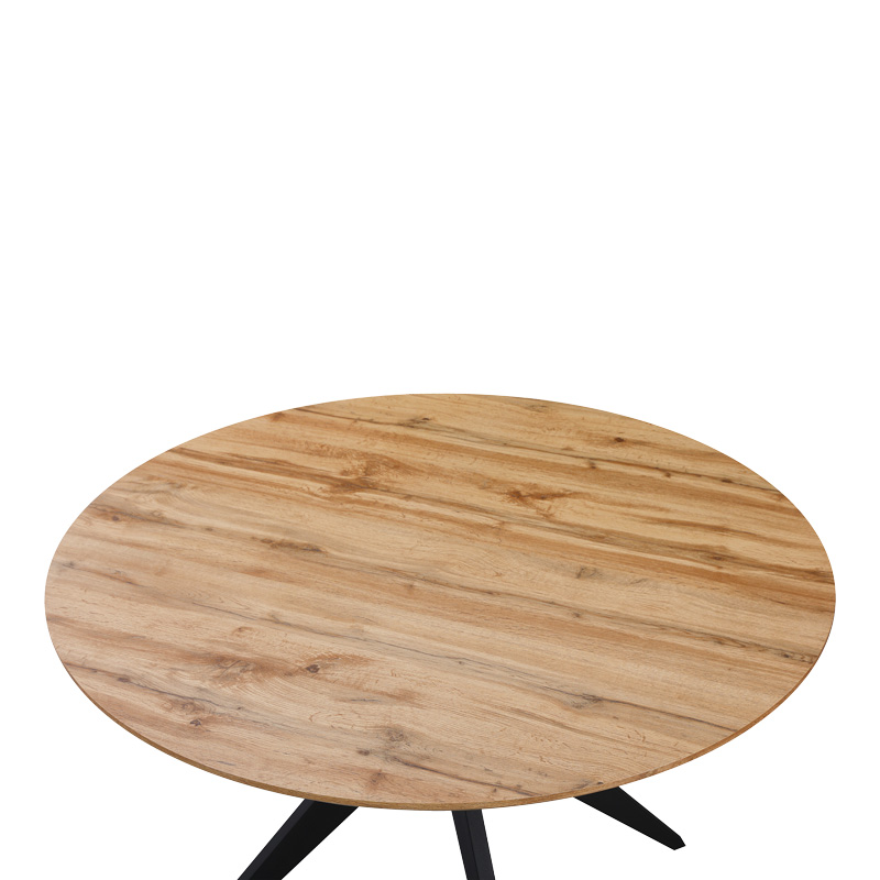 Toda pakoworld mdf table in sonoma shade with black metal legs Φ120x75cm Toda pakoworld mdf table in sonoma shade with black metal legs Φ120x75cm