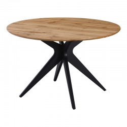 Toda pakoworld mdf table in sonoma shade with black metal legs Φ120x75cm Toda pakoworld mdf table in sonoma shade with black metal legs Φ120x75cm
