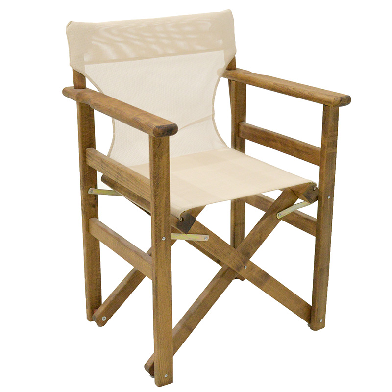 Καρέκλα-πολυθρόνα σκηνοθέτη Retto pakoworld μασίφ ξύλο οξιάς καρυδί- πανί εκρού