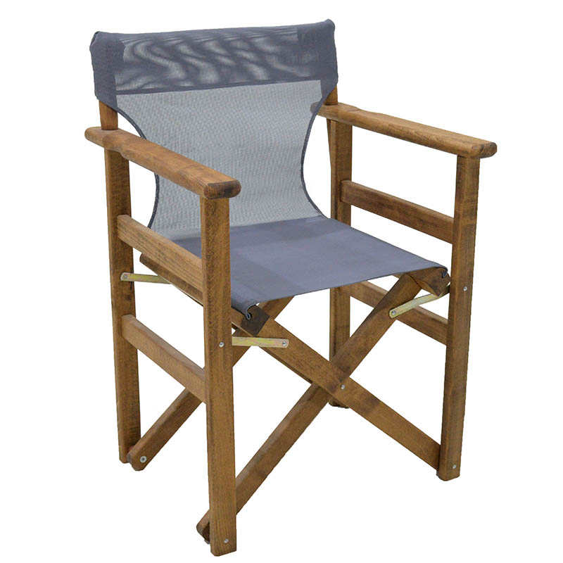 Καρέκλα-πολυθρόνα σκηνοθέτη Retto pakoworld μασίφ ξύλο οξιάς καρυδί-πανί ανθρακί