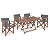 Dining Retto set 5 pcs solid beech wood walnut-grey 120x75x71cm