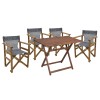 Dining set 5 pcs Retto solid beech wood walnut-cloth-grey-white 80x60x72cm