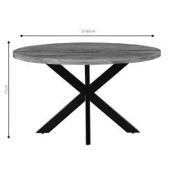 Royalty pakoworld table solid wood 4cm walnut-leg black D130x77cm Royalty pakoworld table solid wood 4cm walnut-leg black D130x77cm