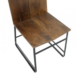 Καρέκλα Elora pakoworld μασίφ ξύλο ακακίας καρυδί-μέταλλο μαύρο
