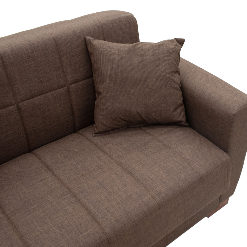 Kαναπές κρεβάτι Beverly pakoworld 2θέσιος ύφασμα καφέ 153x80x78εκ